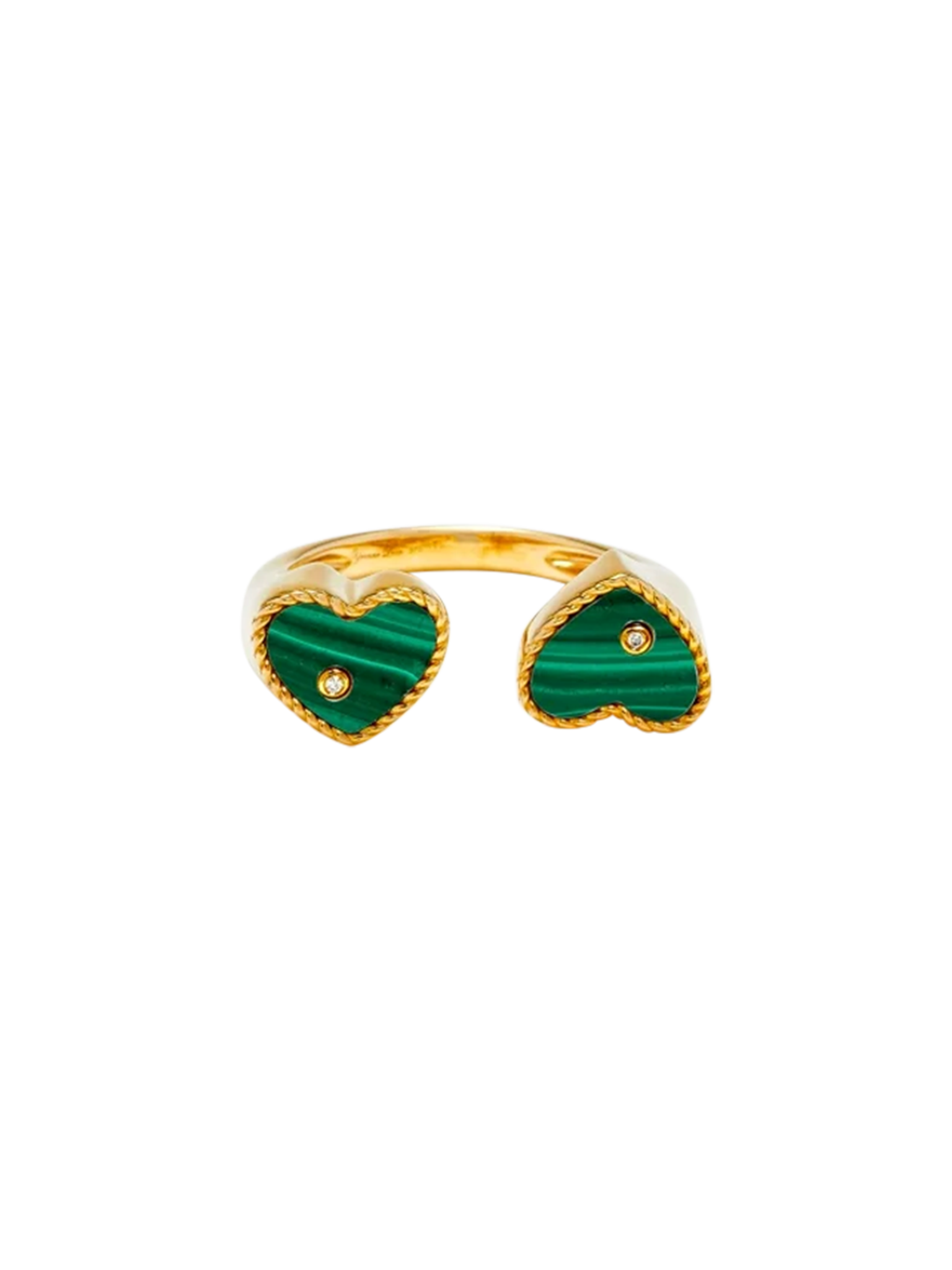 Ring you & me heart malachite yellow gold